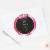 Rosa-Rosa-Marmormarken-Logo Runder Aufkleber (Umschlag)