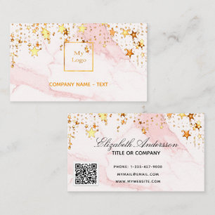 Rosa Rosa Marmorsterne Logo elegant QR-Code Visitenkarte