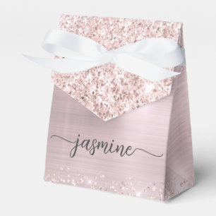 Rosa Rosa Metalle Rose Gold Glitzer Monogram Name Geschenkschachtel