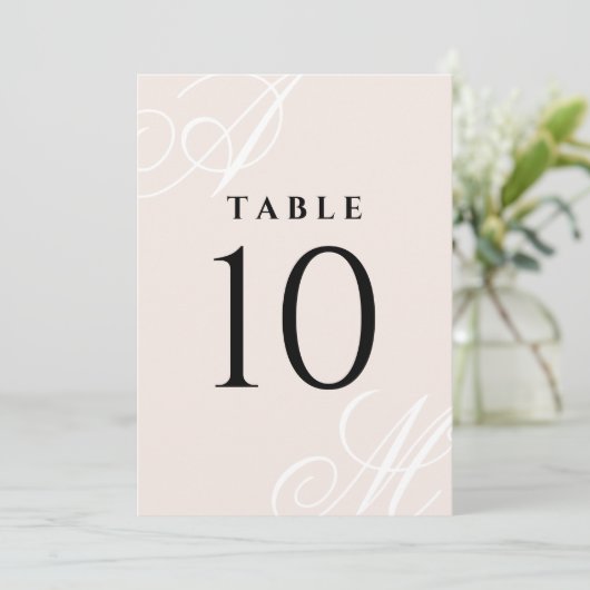 Rosa Rosa Minimal elegant Monogramm-Tischnummern (Stehend Vorderseite)