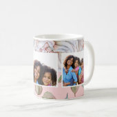 Rosa Rosa mit drei farbigen Collagen Kaffeetasse (VorderseiteRechts)