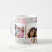 Rosa Rosa mit drei farbigen Collagen Kaffeetasse (Vorderseite Links)