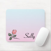 Rosa Rosa mit rosa und blaue Farbgebung Mousepad (Mit Mouse)