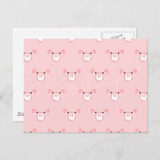 rosa, rosa, mit seitlichem Abstand wiederholtes Mu Postkarte (Vorne/Hinten)