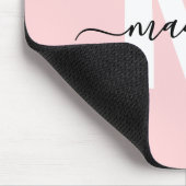 Rosa Rosa Modern Script Name Monogram Mousepad (Ecke)
