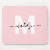 Rosa Rosa Modern Script Name Monogram Mousepad (Vorne)