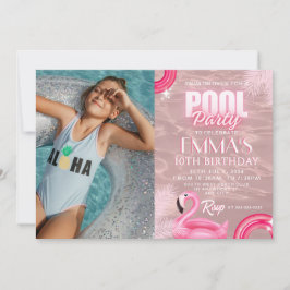 Rosa Rosa Modernes Drehbuch Pool Geburtstagsparty Einladung