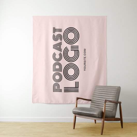 Rosa rosa Modernes Podcast-Logo Wandteppich (Beispiel)