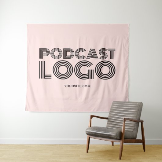 Rosa rosa Modernes Podcast-Logo Wandteppich (Beispiel (Horizontal))