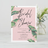 Rosa Rosa Modernes tropisches Brautparty Einladung (Stehend Vorderseite)