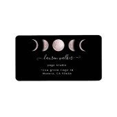 Rosa-Rosa-Mondphasen Yoga-Studio-Adresse Adressaufkleber (Vorne)