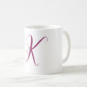 Rosa Rosa Monogramm Anfangsbuchstabe Hochzeitsgesc Kaffeetasse (VorderseiteRechts)