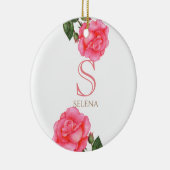 Rosa-Rosa-Monogramm der botanischen Blumenkunst Keramik Ornament (Rechts)