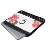 Rosa-Rosa-Monogramm der botanischen Blumenkunst Laptopschutzhülle (Vorne Knopf)
