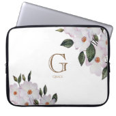 Rosa-Rosa-Monogramm der botanischen Blumenkunst Laptopschutzhülle (Vorderseite)