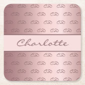 Rosa Rosa-Monogramm-Initialname Rechteckiger Pappuntersetzer (Vorderseite)