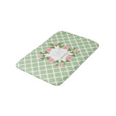 Rosa Rosa-Monogramm mit nilgrünem Quatrefolie, mit Badematte (Schrägansicht)