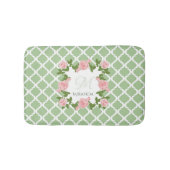 Rosa Rosa-Monogramm mit nilgrünem Quatrefolie, mit Badematte (Vorderseite)