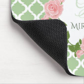 Rosa Rosa-Monogramm mit nilgrünem Quatrefolie, mit Mousepad (Ecke)