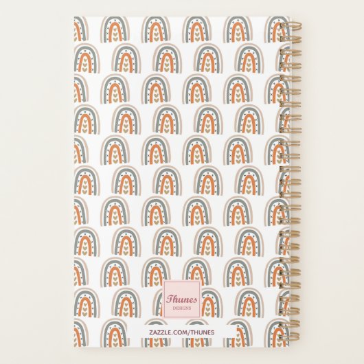 Rosa-Rosa-Monogramm-Name Planer (Rückseite)