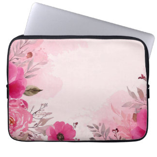 Rosa Rosa Notebook-Ärmel der Blume mit Wasserfarbe Laptopschutzhülle