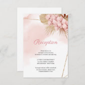 Rosa Rosa Orchid Getrocknete Palm-Blätter Empfang Begleitkarte (Vorne/Hinten)