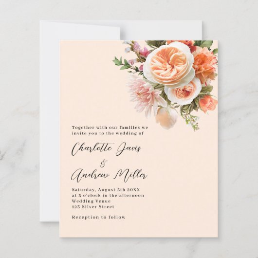 Rosa-rosa-pfirsichfarbene Hochzeitsfeier (Vorderseite)