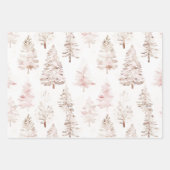 Rosa Rosa Pine Grüne Weihnachtsbaumen Geschenkpapier Set (Vorderseite 2)