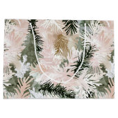 Rosa Rosa Pine Grüne Weihnachtsbaumen Große Geschenktüte (Rückseite)