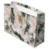 Rosa Rosa Pine Grüne Weihnachtsbaumen Große Geschenktüte (Rückseite Schrägansicht)