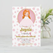 Rosa Rosa Prinzessinnen Mädchen zum Geburtstag Ein Einladung (Stehend Vorderseite)