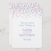 Rosa Rosa Quarz & ruhige blaue Hochzeit einladen Einladung (Vorne/Hinten)