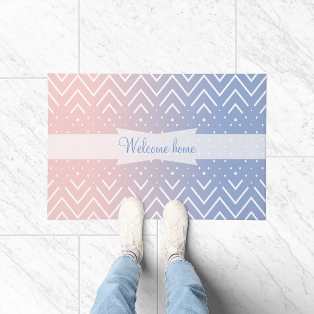 Rosa Rosa Quarz Zickzack Pastelltext Fußmatte (Indoor)
