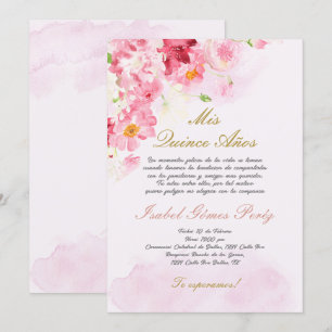 Rosa-Rosa-Quinceanera-Einladung auf Spanisch Einladung