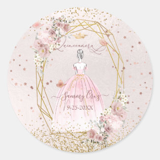 Rosa Rosa Quinceanera H2 Blume Dusty Pink Roses Runder Aufkleber