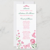 Rosa Rosa Quinceñera Orden der Veranstaltungen Pro (Rückseite)