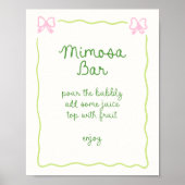 Rosa-Rosa-Rahmen Handgeschriebener Mimosa-Bar Poster (Vorne)