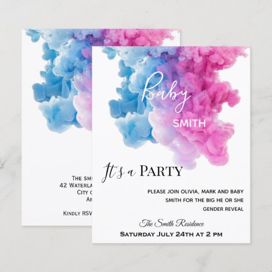 Rosa Rosa-Rauchen: Einladung (Vorne/Hinten)