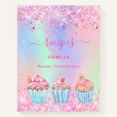 Rosa Rosa Rezept Glitzer cupcakes Name Notizblock (Vorderseite)