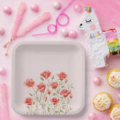 Rosa Rosa Romantische Rote Rosen Brautparty Pappteller (Party)