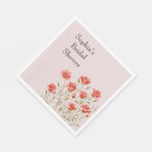 Rosa Rosa Romantische Rote Rosen Brautparty Serviette (Ecke)