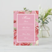 Rosa Rosa Rosa Blume Menükarte (Stehend Vorderseite)