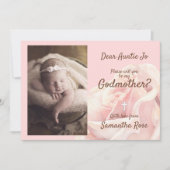 Rosa Rosa Rosa Blüte Godmutter Einladung (Vorderseite)