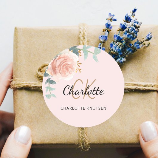 Rosa Rosa Rosa Blütenröschchen Eukalyptus Vielen D Runder Aufkleber