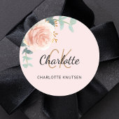 Rosa Rosa Rosa Blütenröschchen Eukalyptus Vielen D Runder Aufkleber