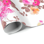 Rosa Rosa Rosa Country Chic Vintage Blütenzunge Geschenkpapier (Rolleneckpunkt)