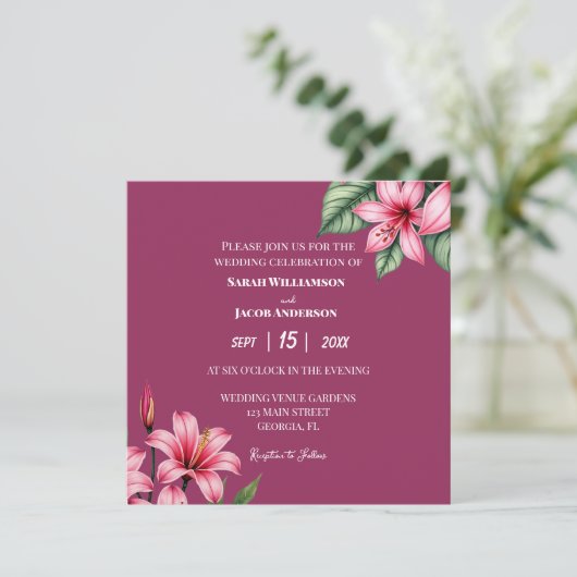 Rosa Rosa Rosa Einladung (Stehend Vorderseite)