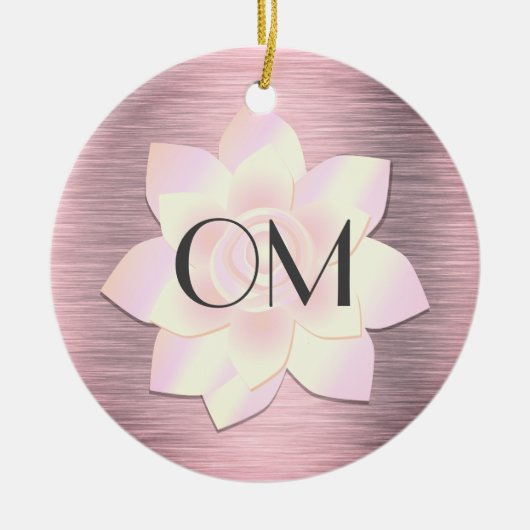 Rosa Rosa Rosa Elegante Lotus OM Keramik Ornament (Vorne)