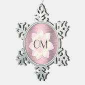 Rosa Rosa Rosa Elegante Lotus OM Schneeflocken Zinn-Ornament (Rechts)