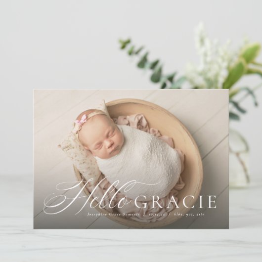 Rosa-Rosa-Rosa-Geburt eines Fotos Ankündigung (Stehend Vorderseite)